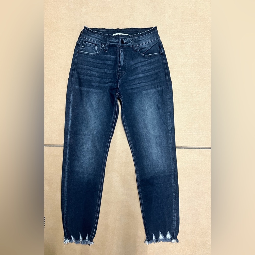 KanCan black gray Skinny High Rise frayed waist jean size 27